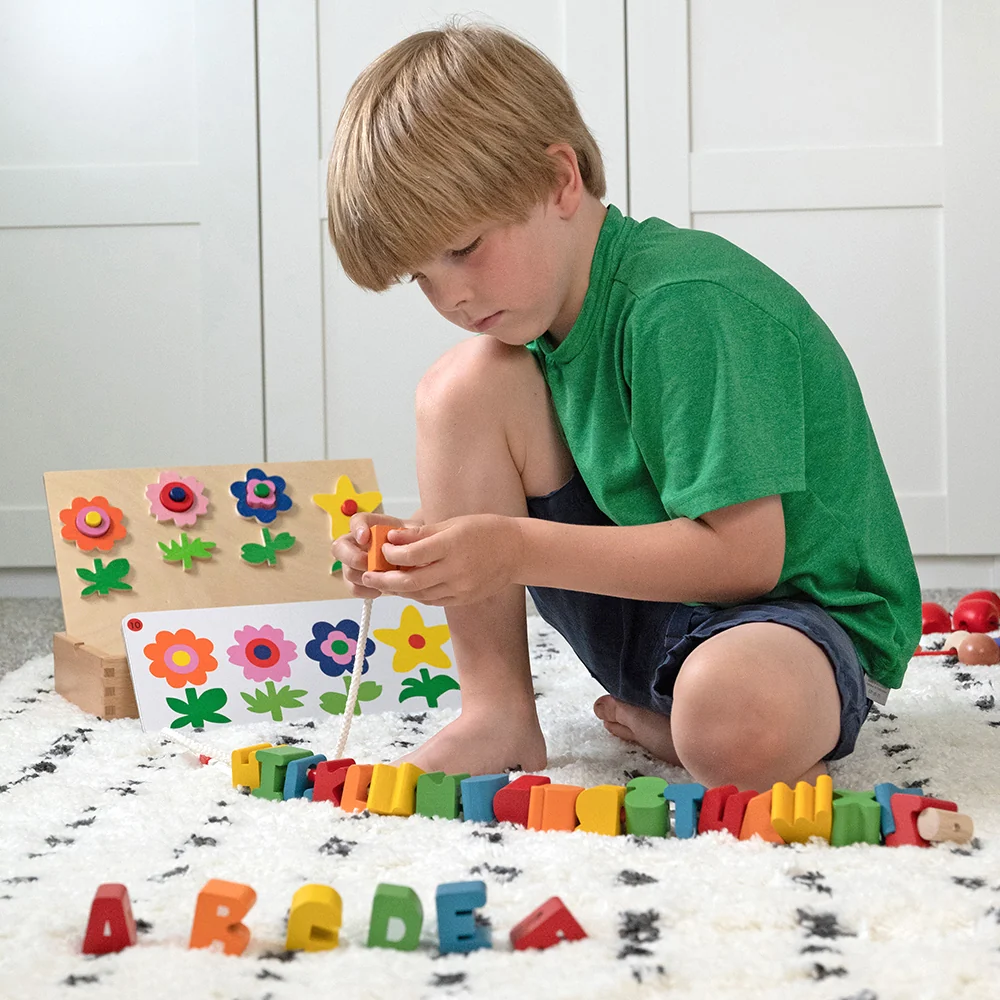 Jumbo Wooden Alphabet Lacing Beads Set | Fine Motor & Letter Practice - Image 10