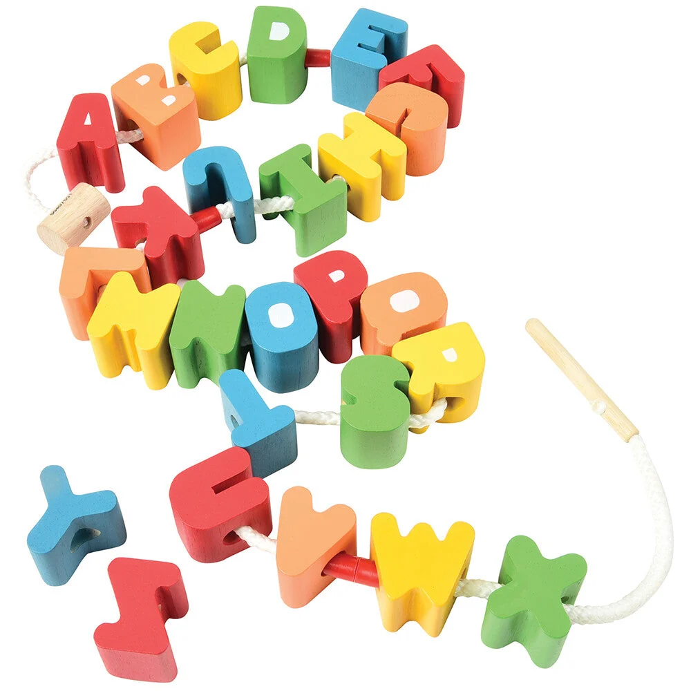 Jumbo Wooden Alphabet Lacing Beads Set | Fine Motor & Letter Practice - Image 3