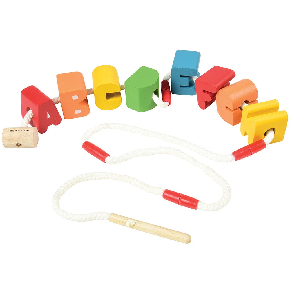 Jumbo Wooden Alphabet Lacing Beads Set | Fine Motor & Letter Practice - Image 4