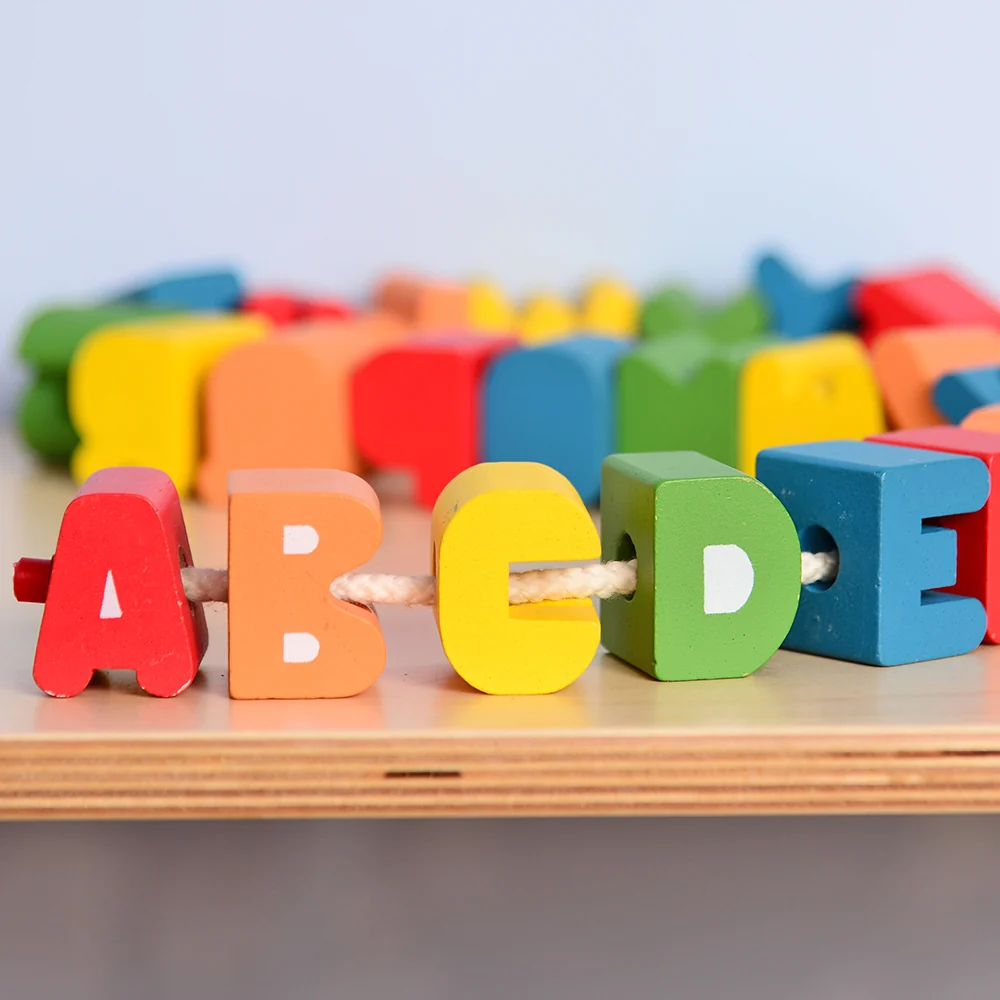 Jumbo Wooden Alphabet Lacing Beads Set | Fine Motor & Letter Practice - Image 5