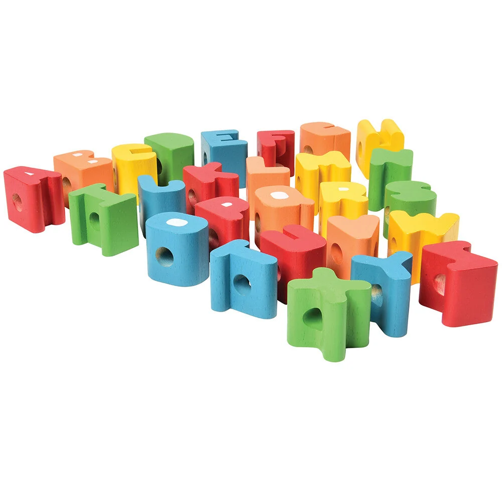 Jumbo Wooden Alphabet Lacing Beads Set | Fine Motor & Letter Practice - Image 6