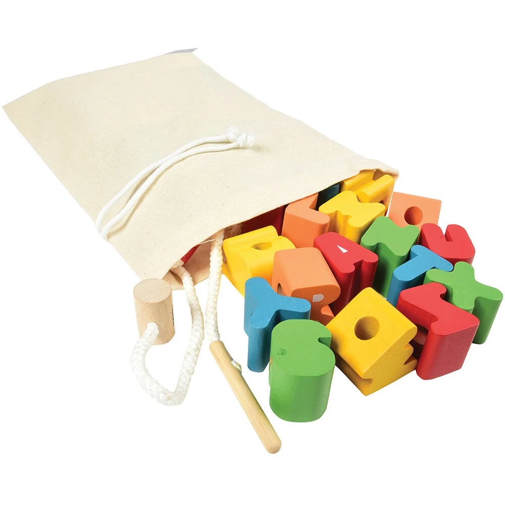Jumbo Wooden Alphabet Lacing Beads Set | Fine Motor & Letter Practice - Image 7