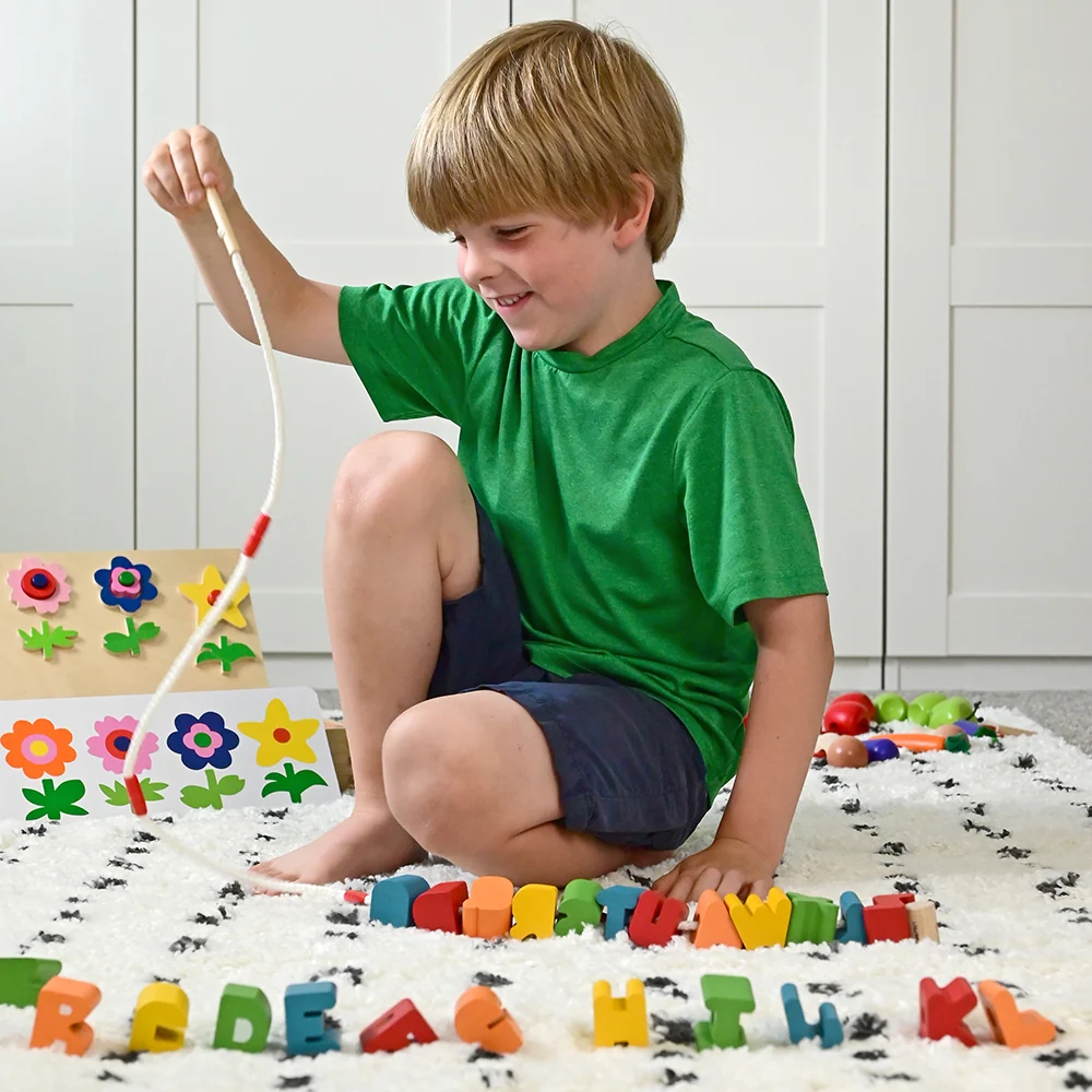 Jumbo Wooden Alphabet Lacing Beads Set | Fine Motor & Letter Practice - Image 9