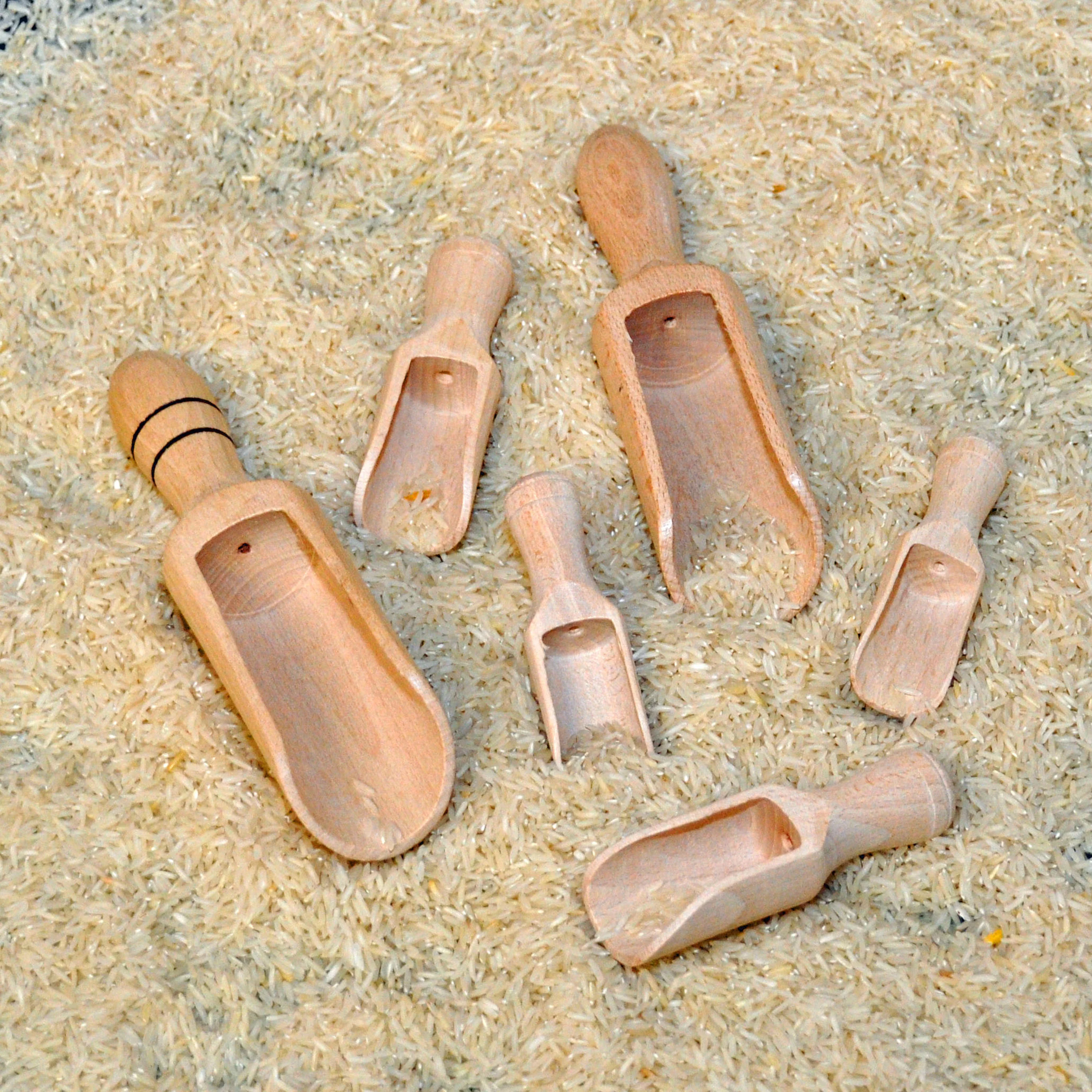 Wooden Bowls & Spoons Sensory Exploration Set | Natural Fine Motor Sorting and Measuring Activity - Image 2