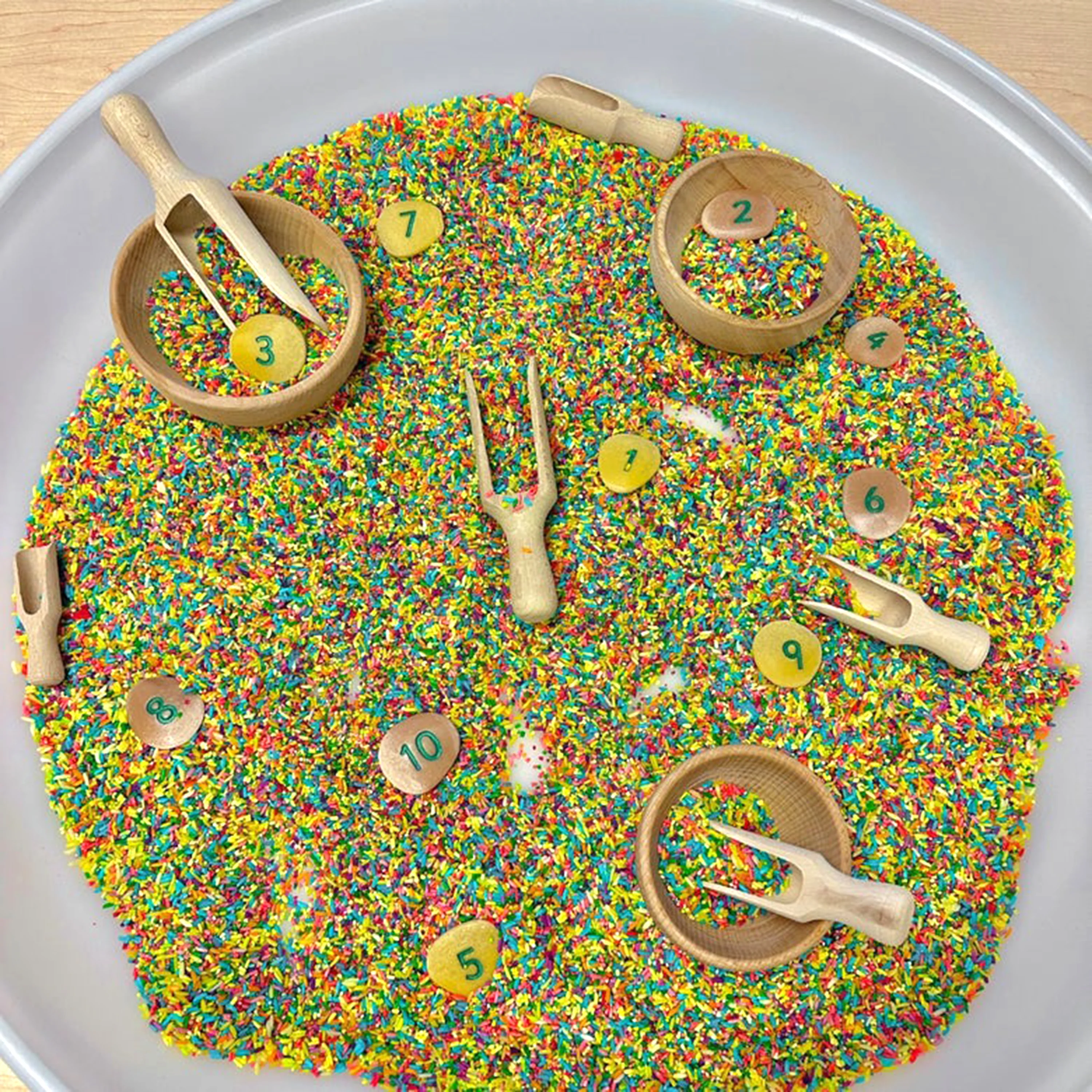 Wooden Bowls & Spoons Sensory Exploration Set | Natural Fine Motor Sorting and Measuring Activity - Image 5