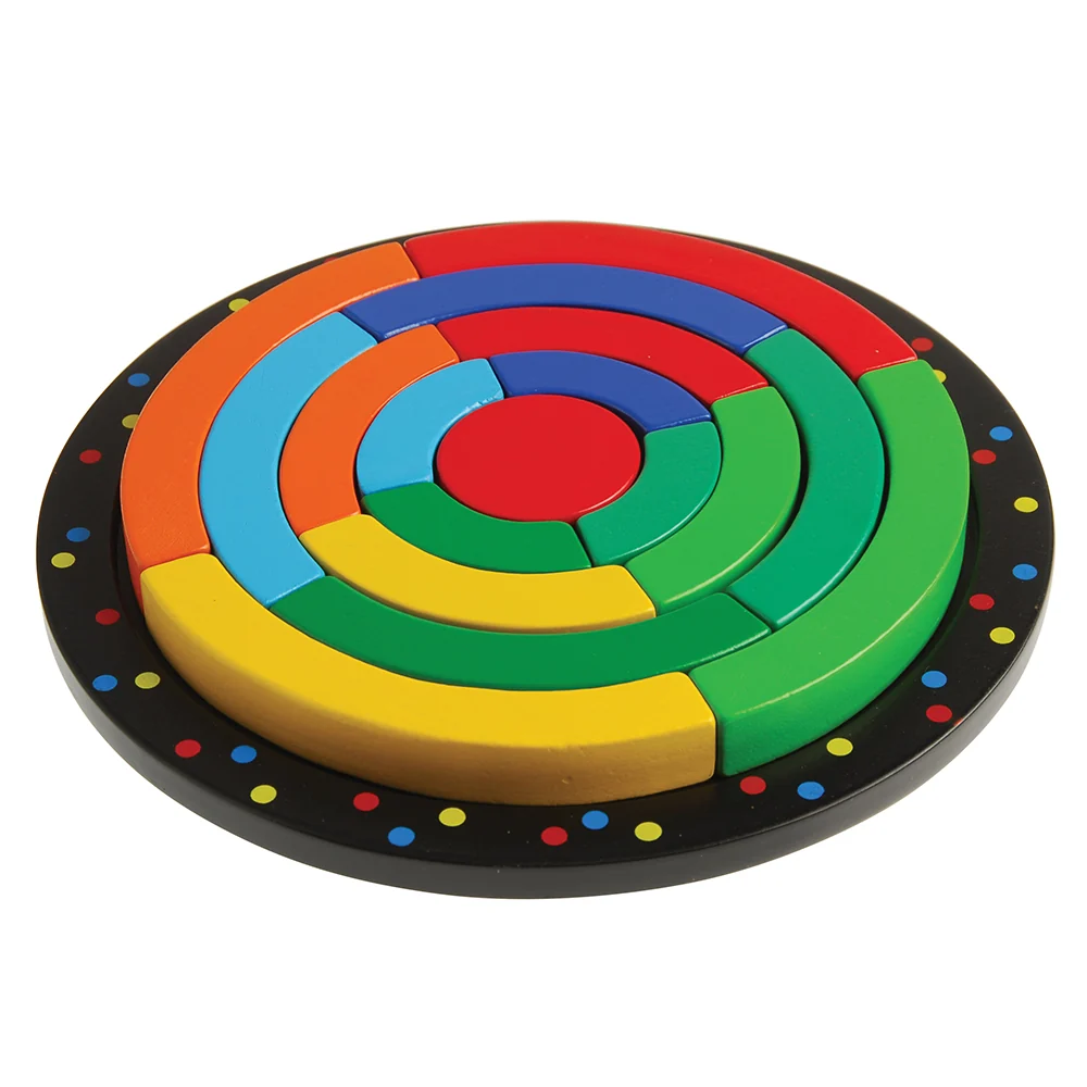 Wooden Circle Puzzle for Kids – Montessori Shape Sorting & Building Toy, Colorful Educational Wooden Blocks for Preschool Math, Fine Motor Skills, and Creative Play (Ages 3+) - Image 2