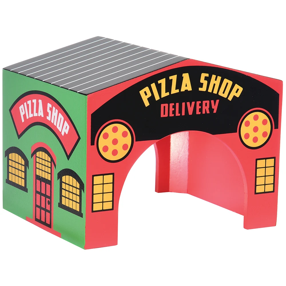 Wooden Community Buildings & Helicopter Set | 9-Piece Unit Blocks Play Set - Image 3