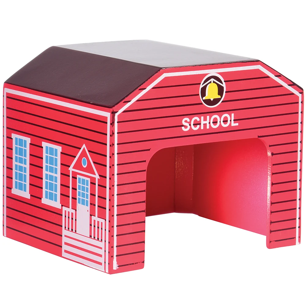Wooden Community Buildings & Helicopter Set | 9-Piece Unit Blocks Play Set - Image 6