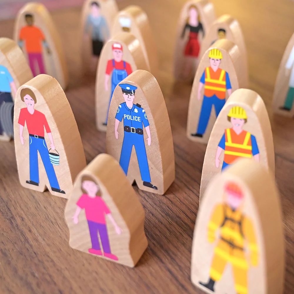 25-Piece Wooden Community Helpers Figures Set | Diverse Block Play People for Preschool Learning - Image 18
