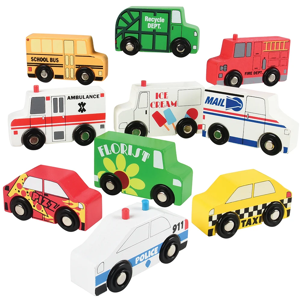 10-Piece Wooden Community Vehicle Set - Image 3