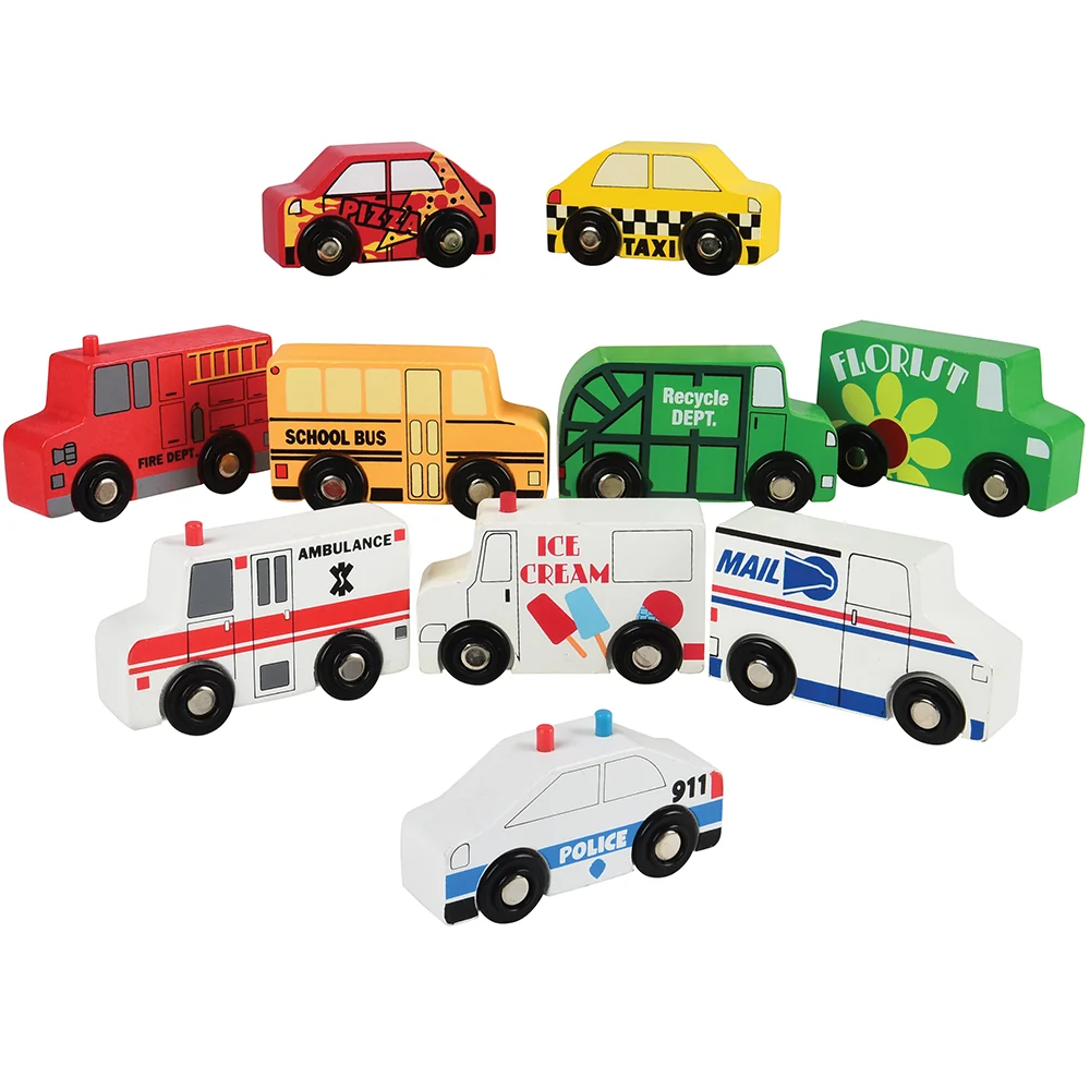 10-Piece Wooden Community Vehicle Set - Image 4