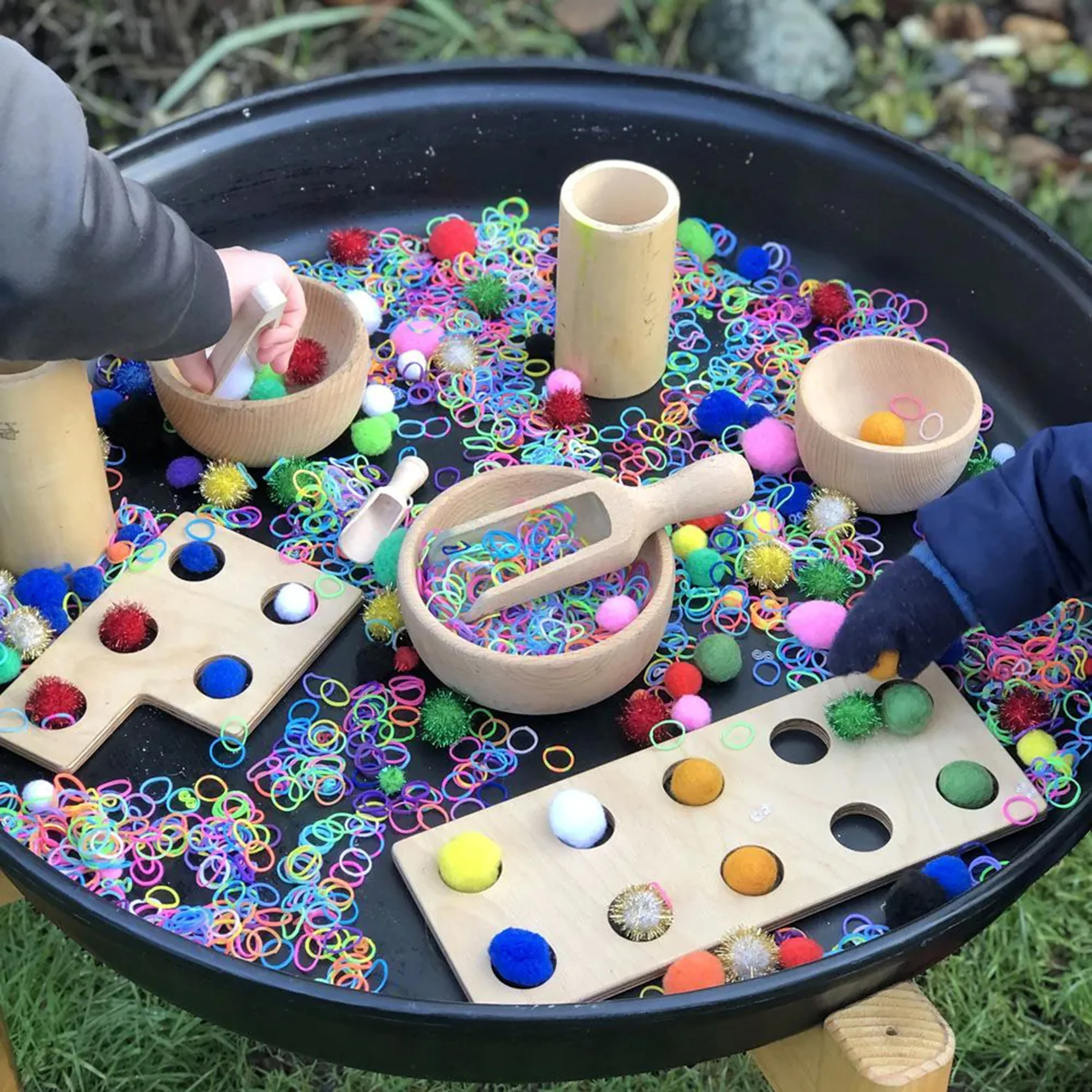 Wooden Scoops | Montessori Sensory Play & Fine Motor Development 6-Piece Set - Image 2