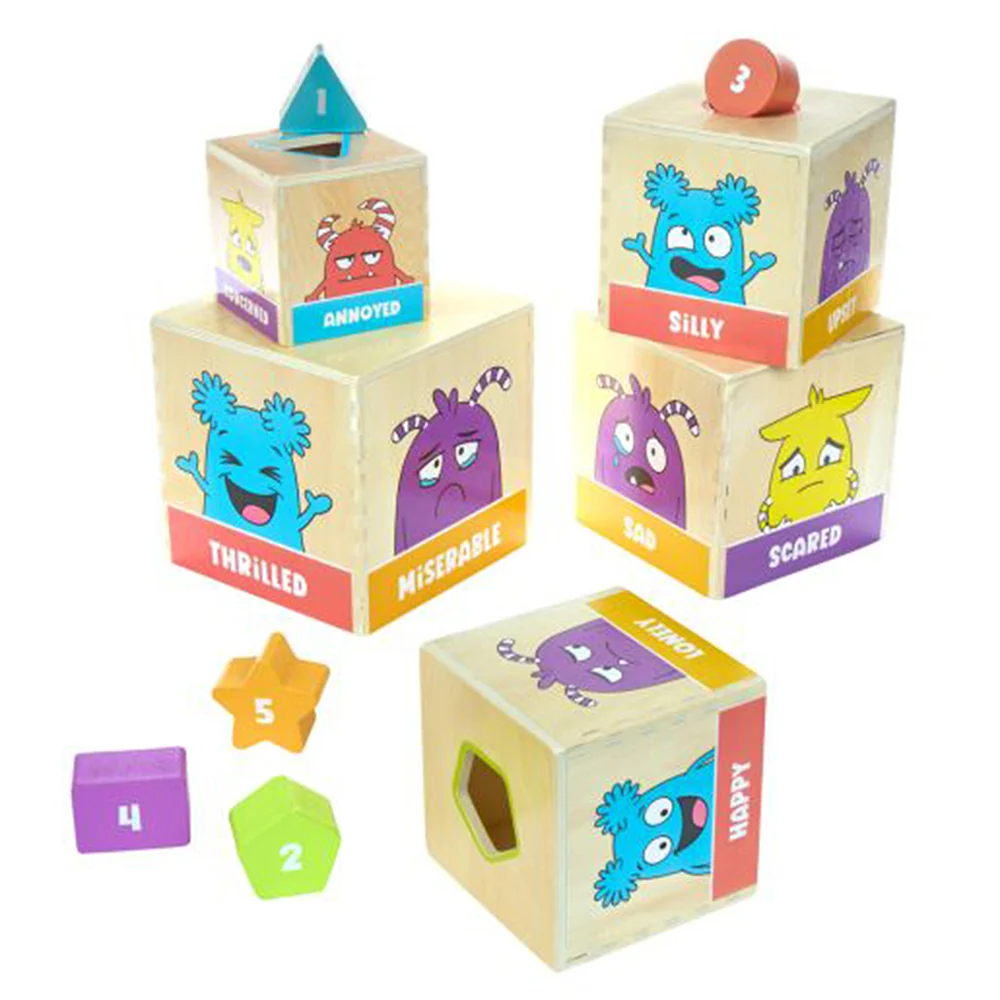 Feelings Stack & Sort Blocks | Wooden Emotional Learning Tower