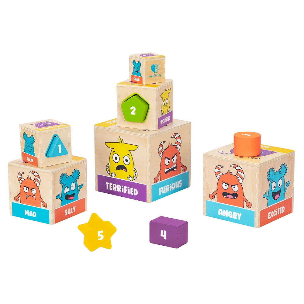 Feelings Stack & Sort Blocks | Wooden Emotional Learning Tower - Image 4