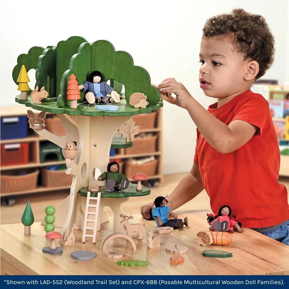 3-Tier Woodland Treehouse Playset | 15-Piece Birch Wood Set - Image 7