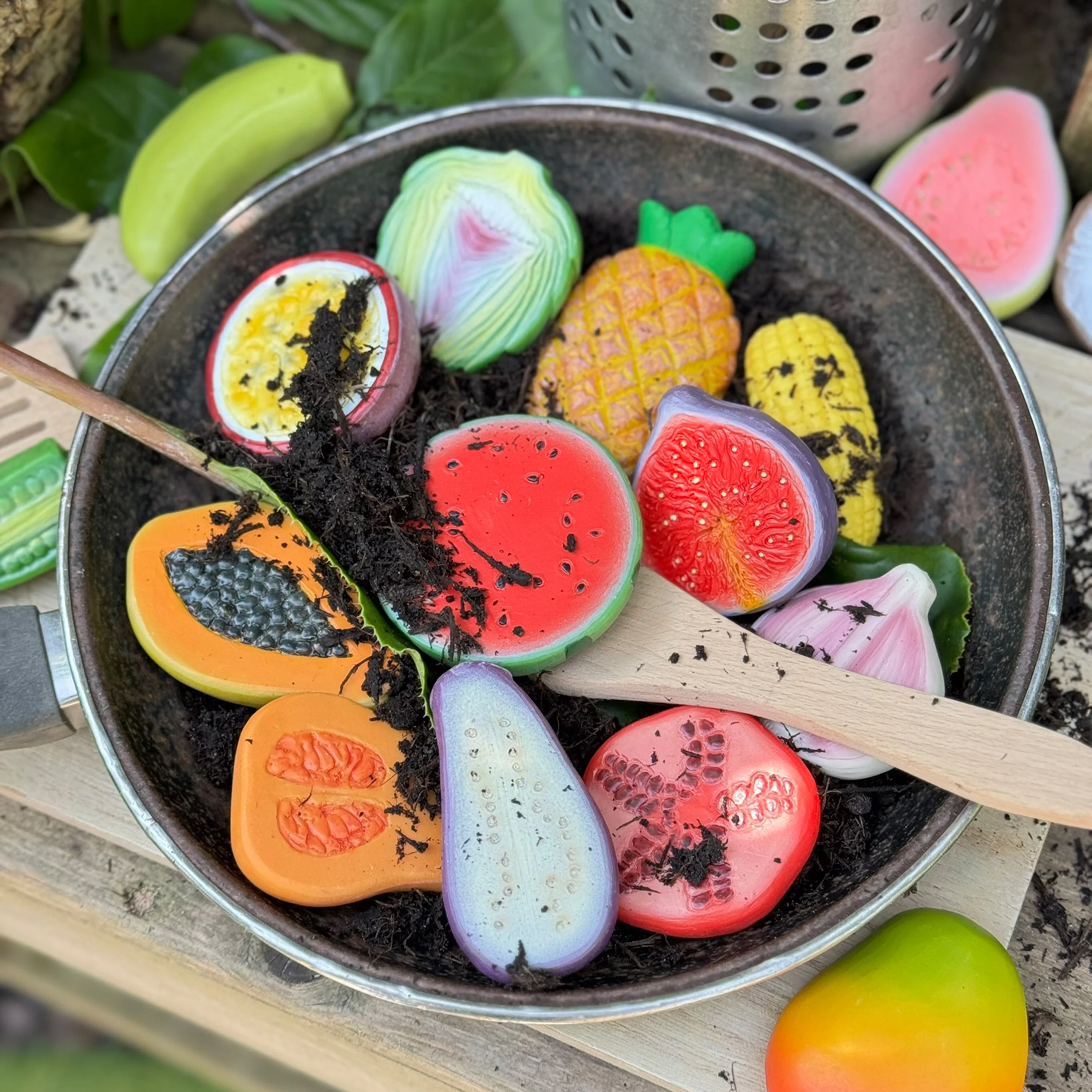 World Kitchen Sensory Play Stones | Global Fruit & Vegetable Tactile Play Set - Image 5