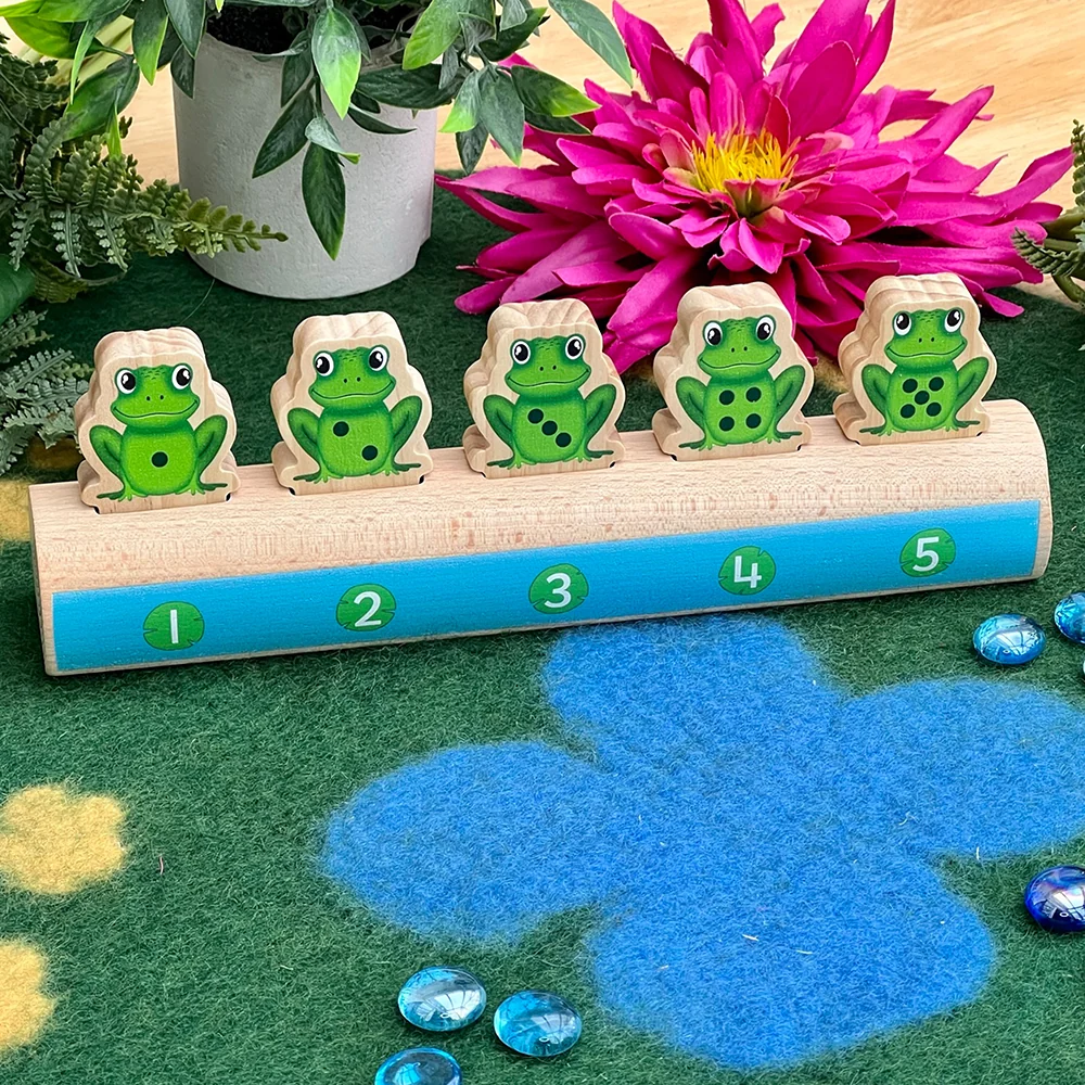 Yellow Door® Five Frogs on a Log | Wooden Number Line & Matching Game - Image 2