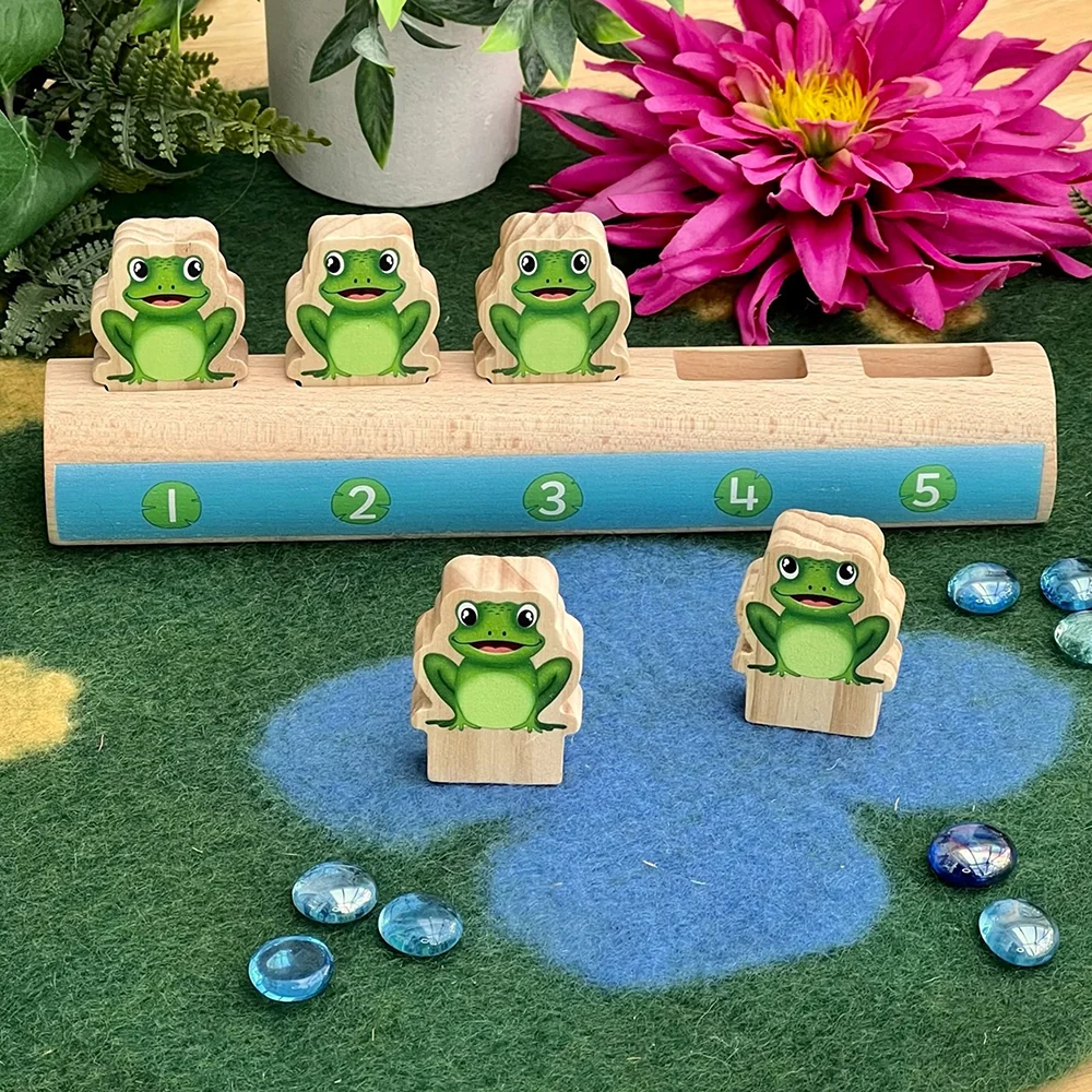 Yellow Door® Five Frogs on a Log | Wooden Number Line & Matching Game - Image 3