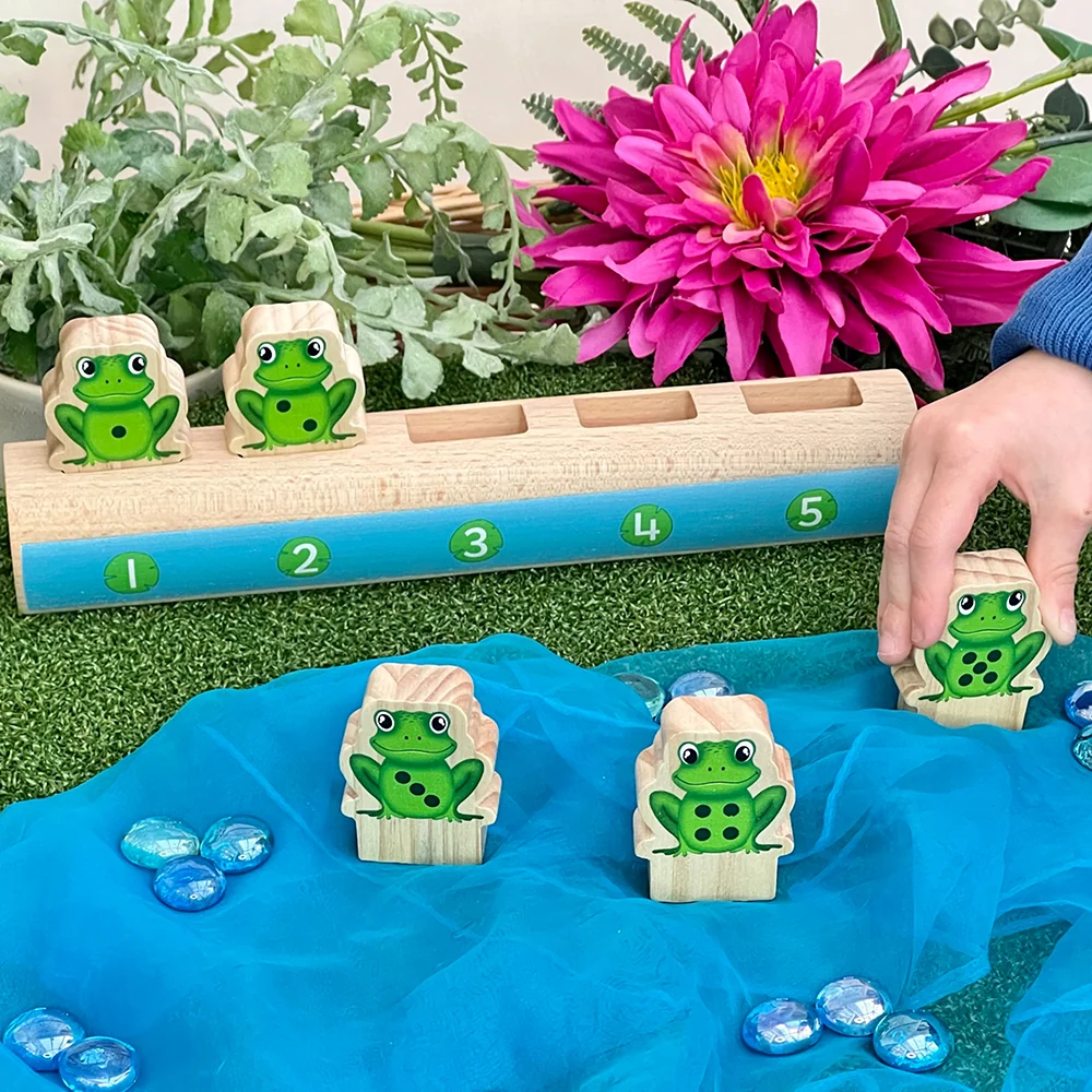 Yellow Door® Five Frogs on a Log | Wooden Number Line & Matching Game - Image 4