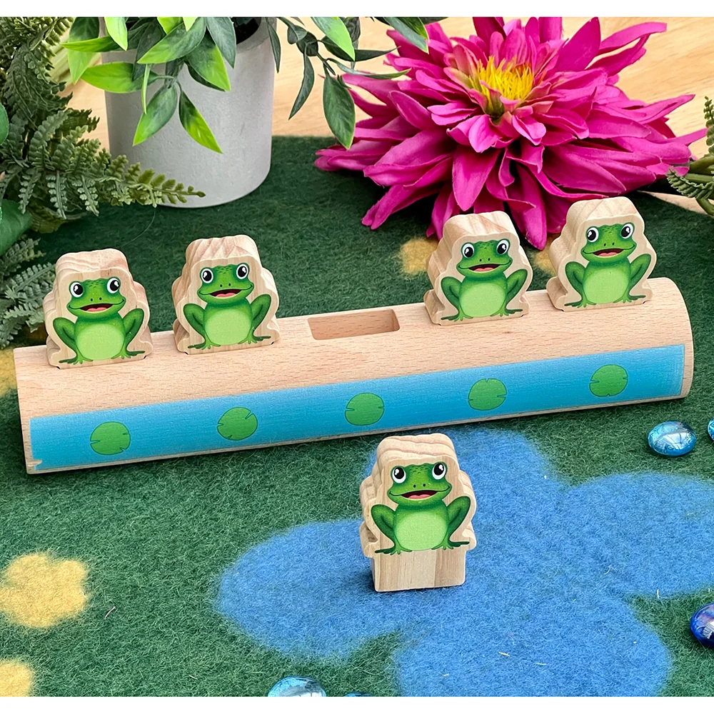 Yellow Door® Five Frogs on a Log | Wooden Number Line & Matching Game - Image 5