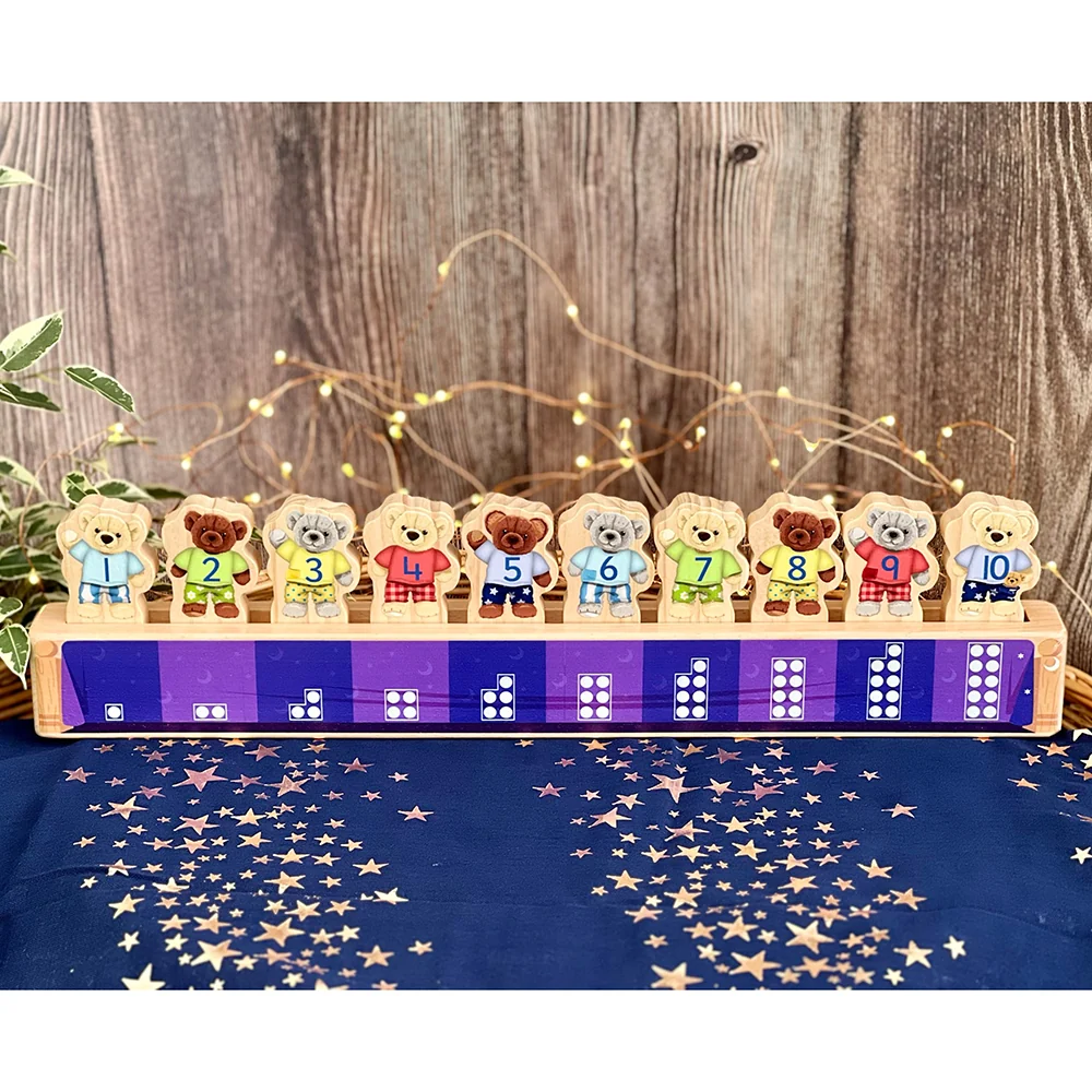 Yellow Door® Ten in a Bed: Wooden Stacking Toy for Learning Numbers 1-10 - Image 2